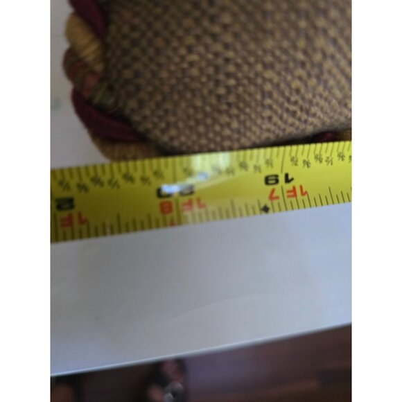 Gold & Red Jacquard Throw Pillow With Braided Trim 35" X 20" - Picture 5 of 7